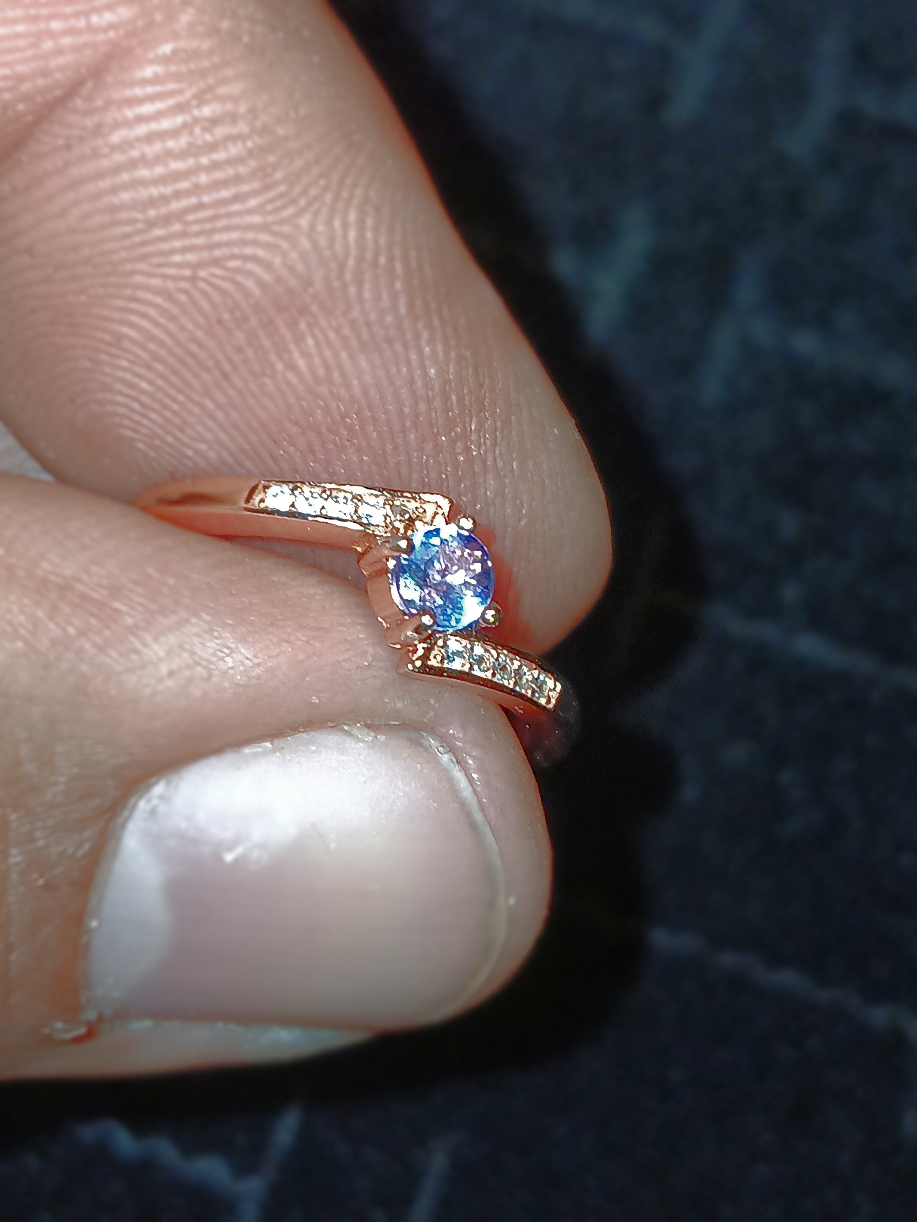 Silver tazanite ring