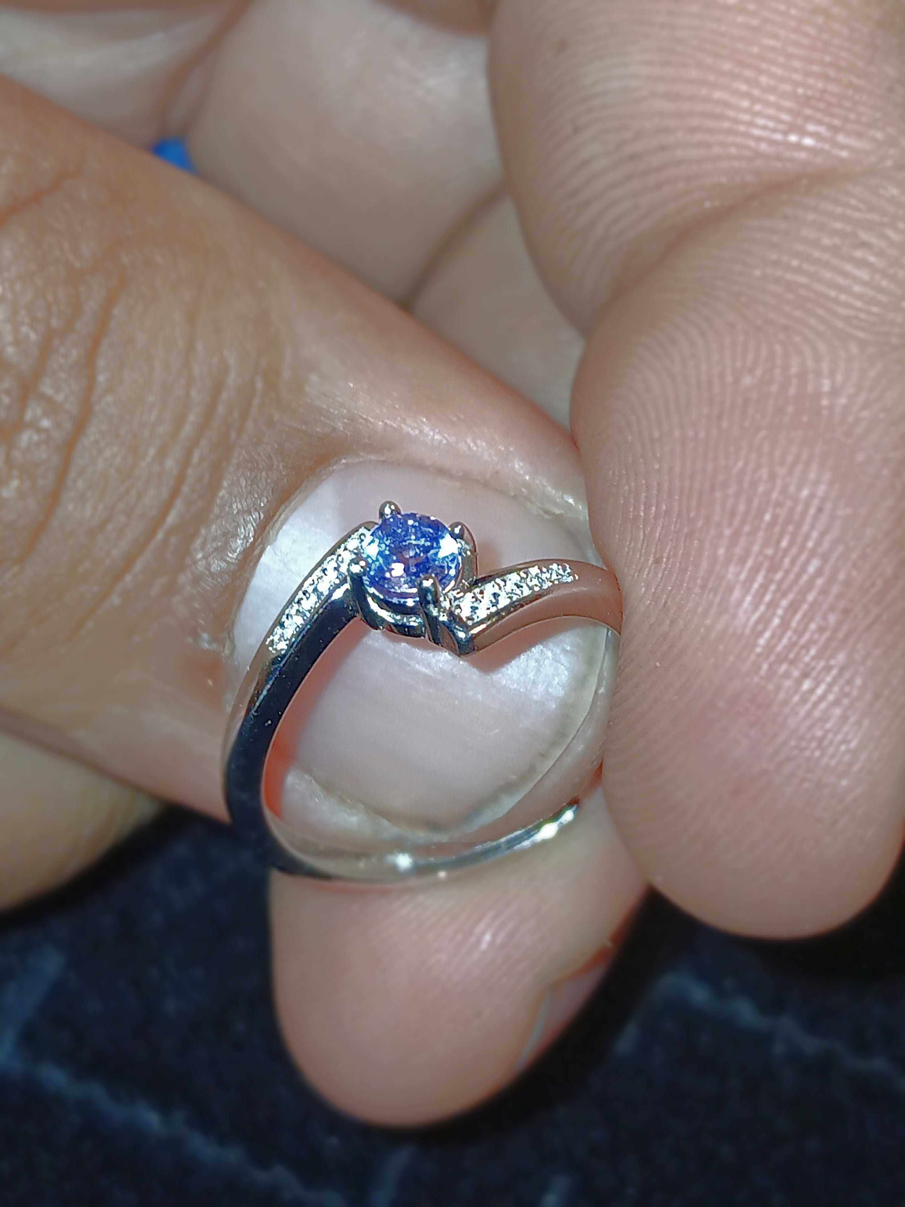 Silver tazanite ring