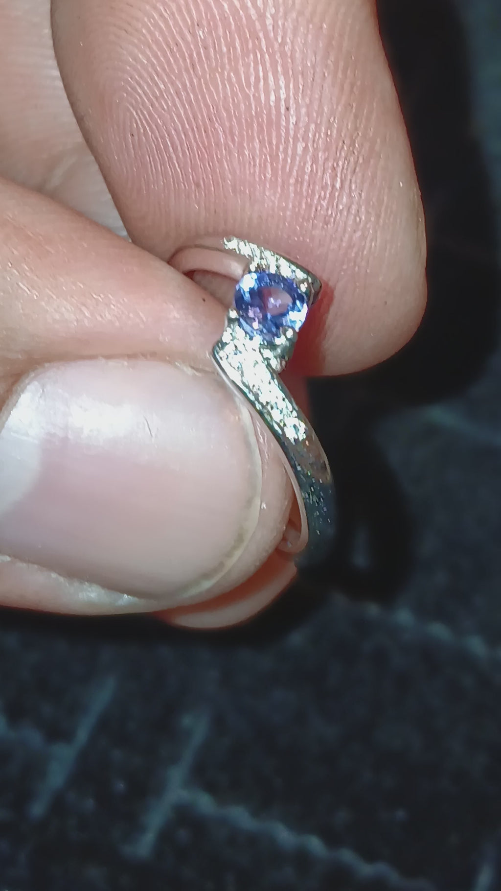 Silver tazanite ring