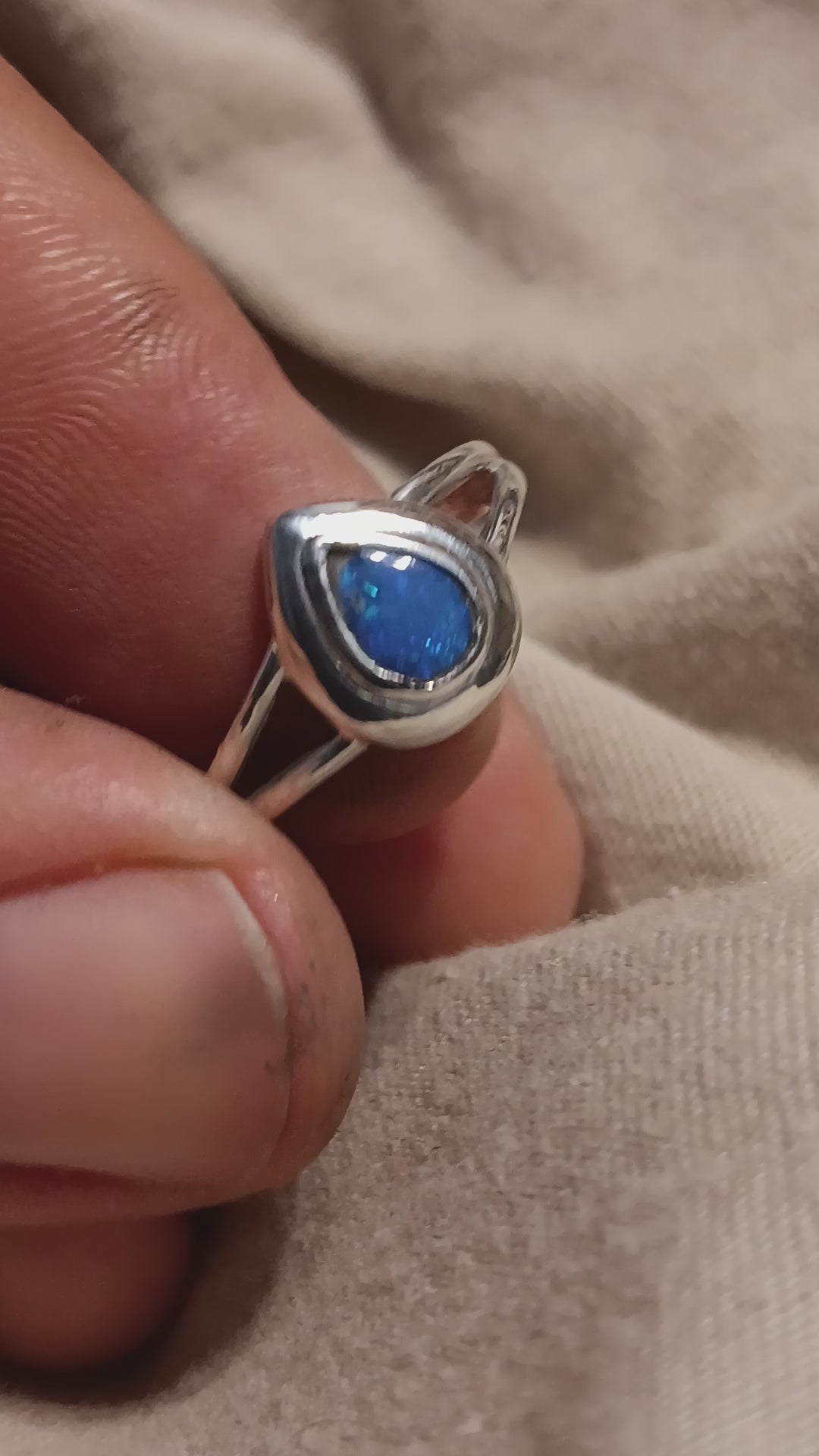 Lightning ridge silver opal ring