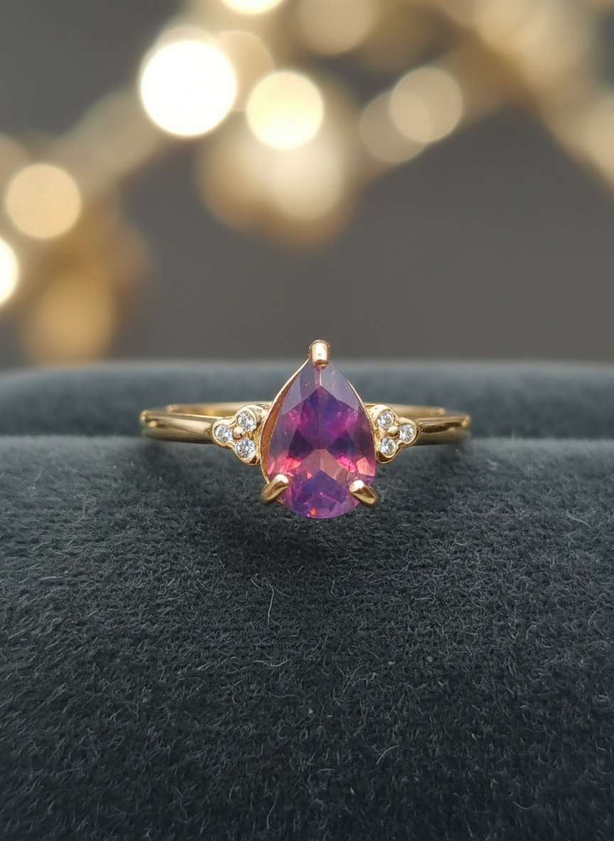 Purple opal ring with gold band
